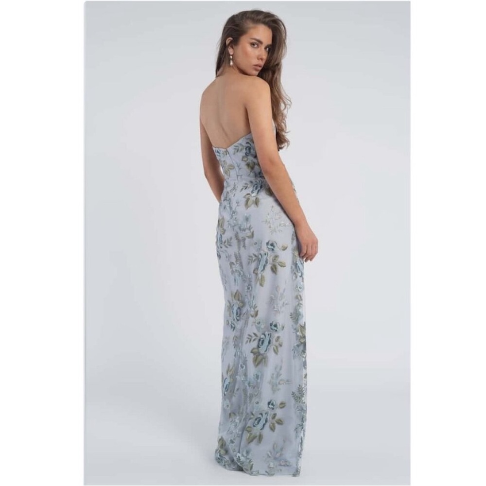 Jenny Yoo Strapless Floral Maxi Dress in Light Blue - Picture 2 of 6